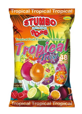 Stumbo Pops Tropical Twist Tropical Fruit Lollipops 48